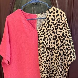 Pink and Leopard Print Top